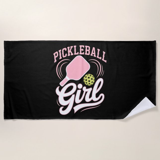 Toalha De Praia Jogadora de Pickleball Menina (Frente)