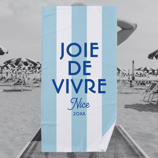 Toalha De Praia Joie De Vivre Nice Blue Cabana Stripe Francês (Criador carregado)