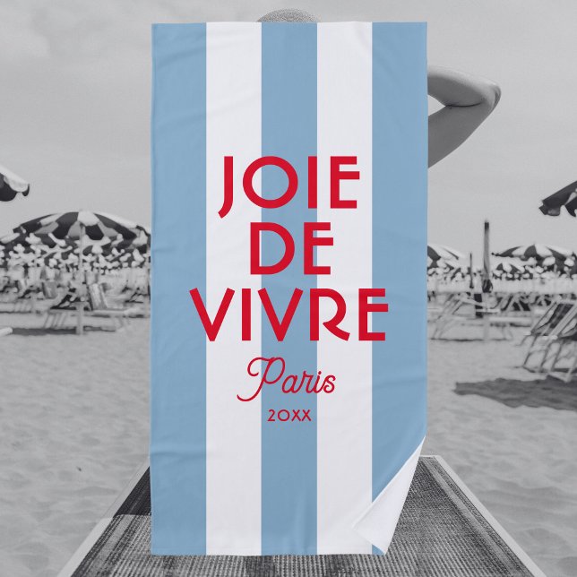 Toalha De Praia Joie De Vivre Paris Blue Cabana Stripe Francês (Criador carregado)