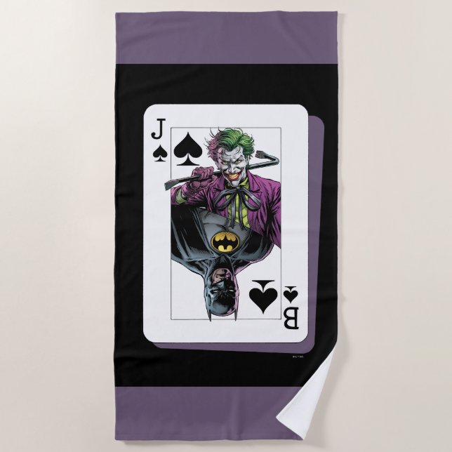 Toalha De Praia Joker and Batman Spade Playing Card Illustration (Frente)