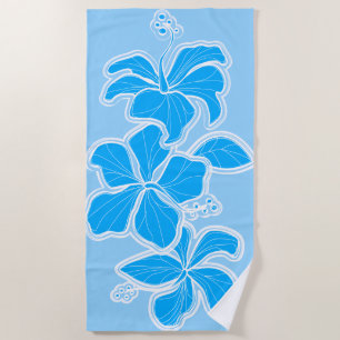 Toalha De Praia Kailua Hibiscus Hawaiian Engenhou Floral - Azul