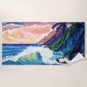Toalha De Praia Kauai Na Pali Coast com Ocean Wave Beach Towel