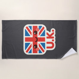 Toalha De Praia Kawaii British Flag - Cute UK Design