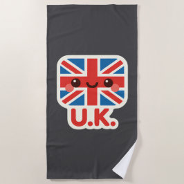 Toalha De Praia Kawaii British Flag - Cute UK Design