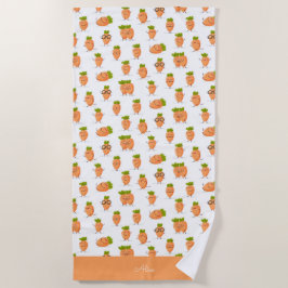 Toalha De Praia Kawaii pattern of fun carrots
