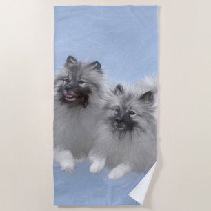 Toalha De Praia Keeshond Pair de Kees pintando Arte Animal Origina