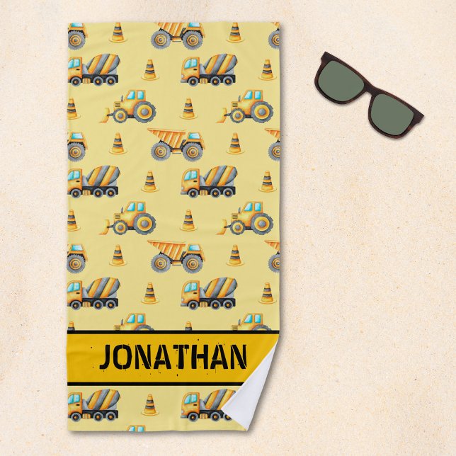 Toalha De Praia Kids' Construction Truck – Fun & Customizable (Criador carregado)