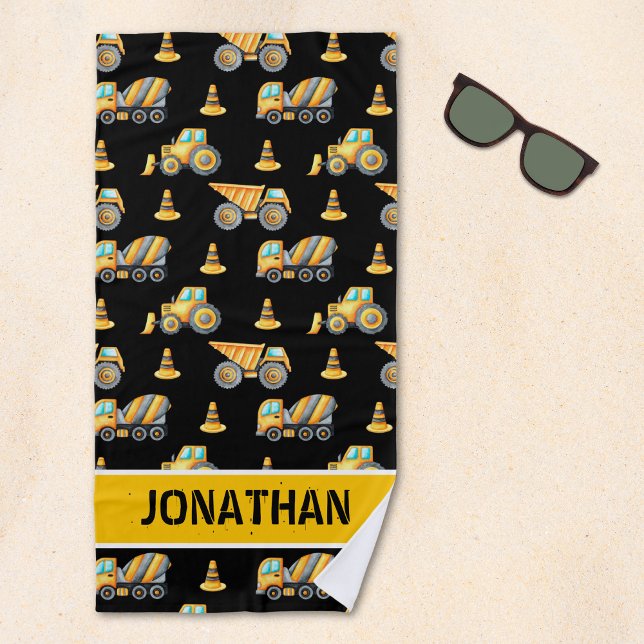 Toalha De Praia Kids' Construction Truck – Fun & Customizable (Criador carregado)