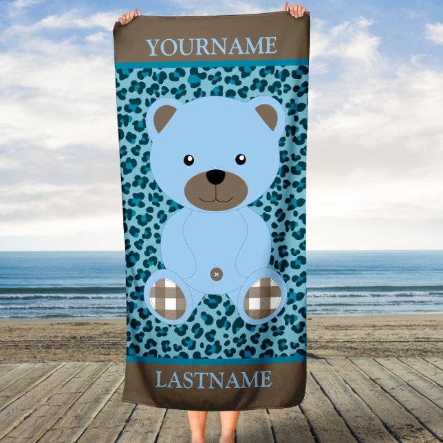 Toalha De Praia Kids de nomes personalizados do Blue Bear (Criador carregado)