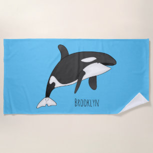 Toalha De Praia Killer whale cartoon illustration