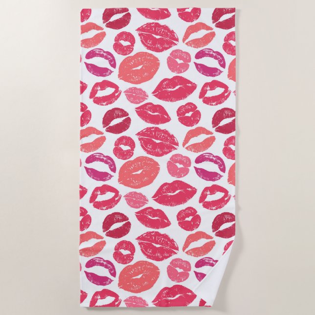 Toalha De Praia Kiss Lábios Love Beach Towel (Frente)