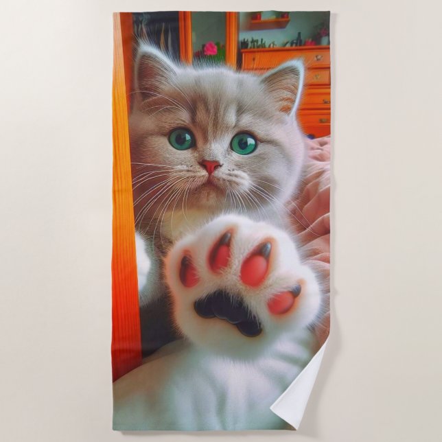 Toalha De Praia Kitten e Paw (Frente)