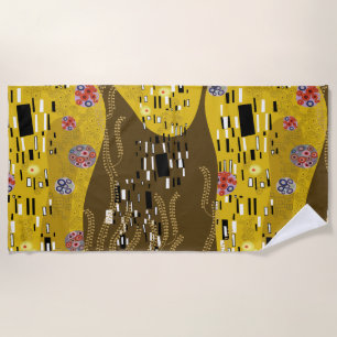Toalha De Praia Klimt Inspirou Dourada Arte Nouveau O Beijo