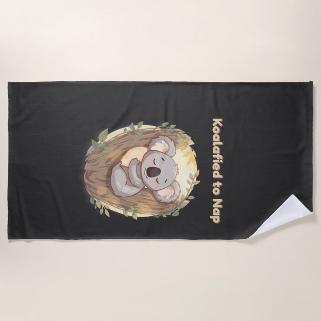 Toalha De Praia "Koalafied para Soneca – Camiseta de Koala Sonolen (Frente)