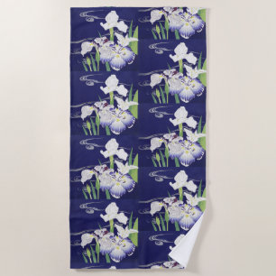 Toalha De Praia Kogyo Tsukioka Irises,Arte Flor Japonesa