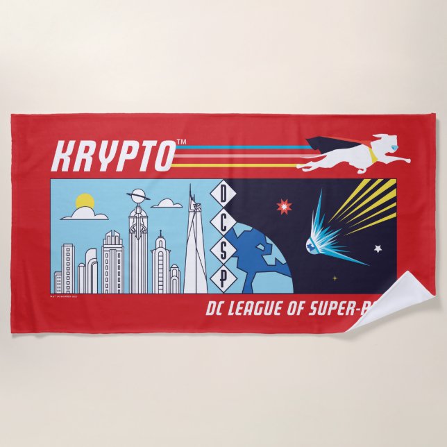Toalha De Praia Krypto Exterior para Metrópolis (Frente)