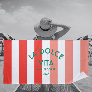 Toalha De Praia La Dolce Vita Amalfi Coast Cabana Stripe