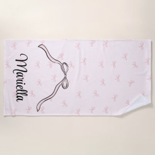 Toalha De Praia Laço Rosa Personalizado Coquette Custom