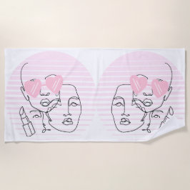 TOALHA DE PRAIA LADY HEAD LINE ART