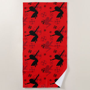 Toalha De Praia Ladybug Silhouette Red Pattern
