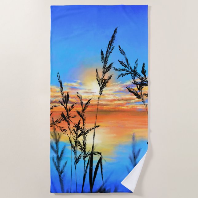 Toalha De Praia Lake Sunset Beach Towel (Frente)