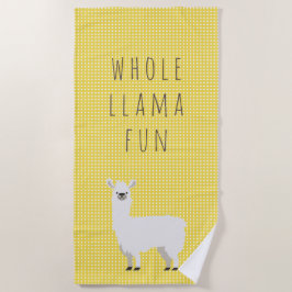 Toalha De Praia Lama Bolinhas Amarelo e Branco