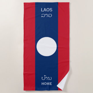 Toalha De Praia Laos Flag and Text, Home