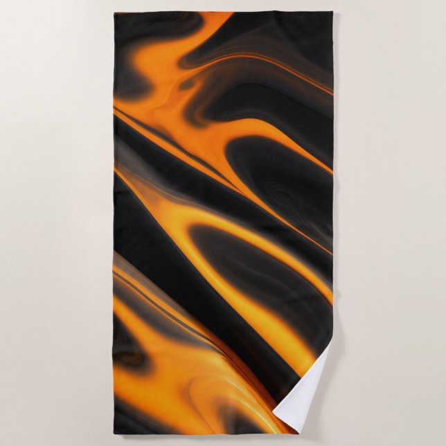 Toalha De Praia Laranja Black Marble mix Beach Towel (Frente)