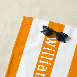 Toalha De Praia Laranja Branco | Cabanas Listras Personalizadas