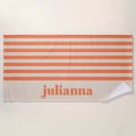 Toalha De Praia Laranja de Verão Moderno Riscado Personalizado<br><div class="desc">Toalha de Praia Personalizada,  em Laranja de Verão Moderno</div>