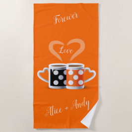 Toalha De Praia Laranja + Design ART de Trendência de Cor do Café
