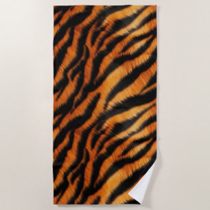 Toalha De Praia Laranja Preto Tigre Impressão Animal