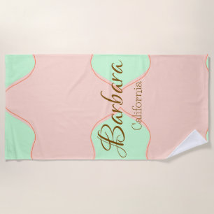 Toalha De Praia Laranja verde pastel boho adicionar nome lugar rús