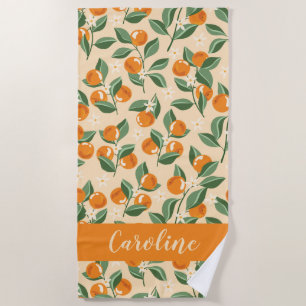 Toalha De Praia Laranjas Boho Vintage de Verão Personalizadas