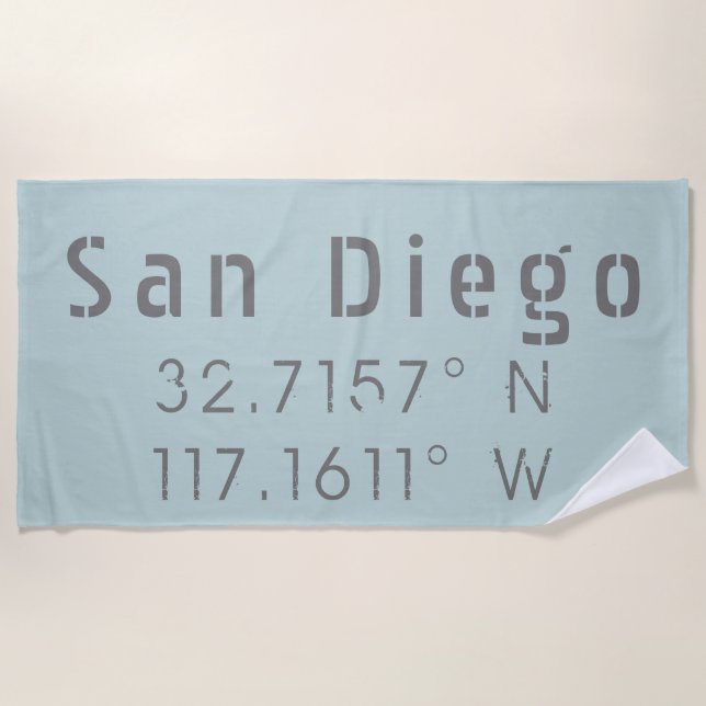 Toalha De Praia Latitude Longitude de San Diego (Frente)