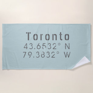 Toalha De Praia Latitude Toronto e Longitude