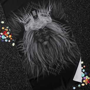 Toalha De Praia Leão com Monograma Coroa Preto