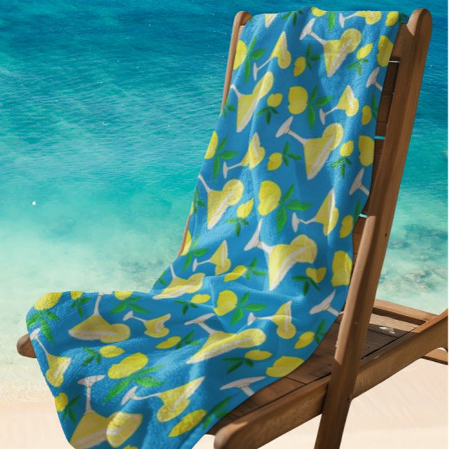 Toalha De Praia Lemon Drops Lemons Caribbean Blue Beach Towel (Ready for summer!)