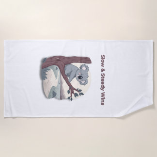 Toalha De Praia **"Lento e Constante Vence – Cute Koala Motivacion