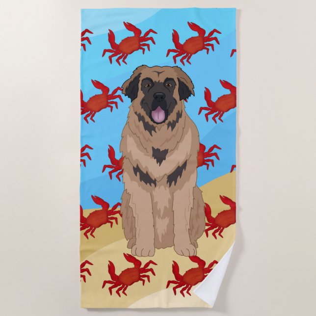 Toalha De Praia Leonberger Crabs (Frente)
