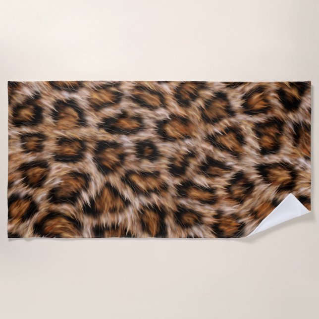 Toalha De Praia Leopard Jaguar Cat Brown fur Pattern-24609 (Frente)