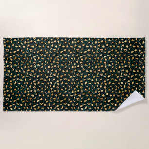 Toalha De Praia Leopardo Dourado e Teto Série Design 1