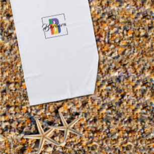 Toalha De Praia Letra B colorida inicial, monogramada minimalista