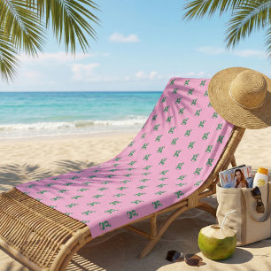Toalha De Praia Letra Inicial de Monograma Moderno Padrão Rosa Ver