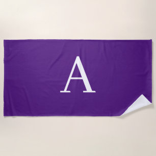Toalha De Praia Letra inicial Monograma Estilo moderno roxo