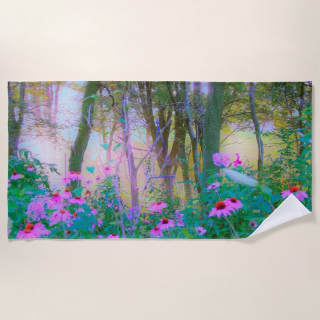 Toalha De Praia Levantamento do Sol Brilhante com Confluentes Rosa (Frente)