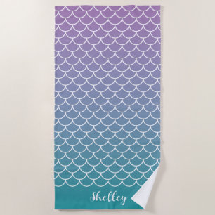 Toalha De Praia Lilac Teal Gradient Sereia Fishscale