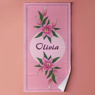 Toalha De Praia Lily Blooming Rosa