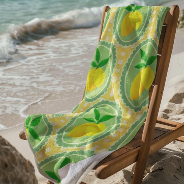Toalha De Praia Limões Amarelos Solares (Sunny lemon beach towel )