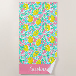 Toalha De Praia Limões rosa-de-palma de pré-disquete personalizado